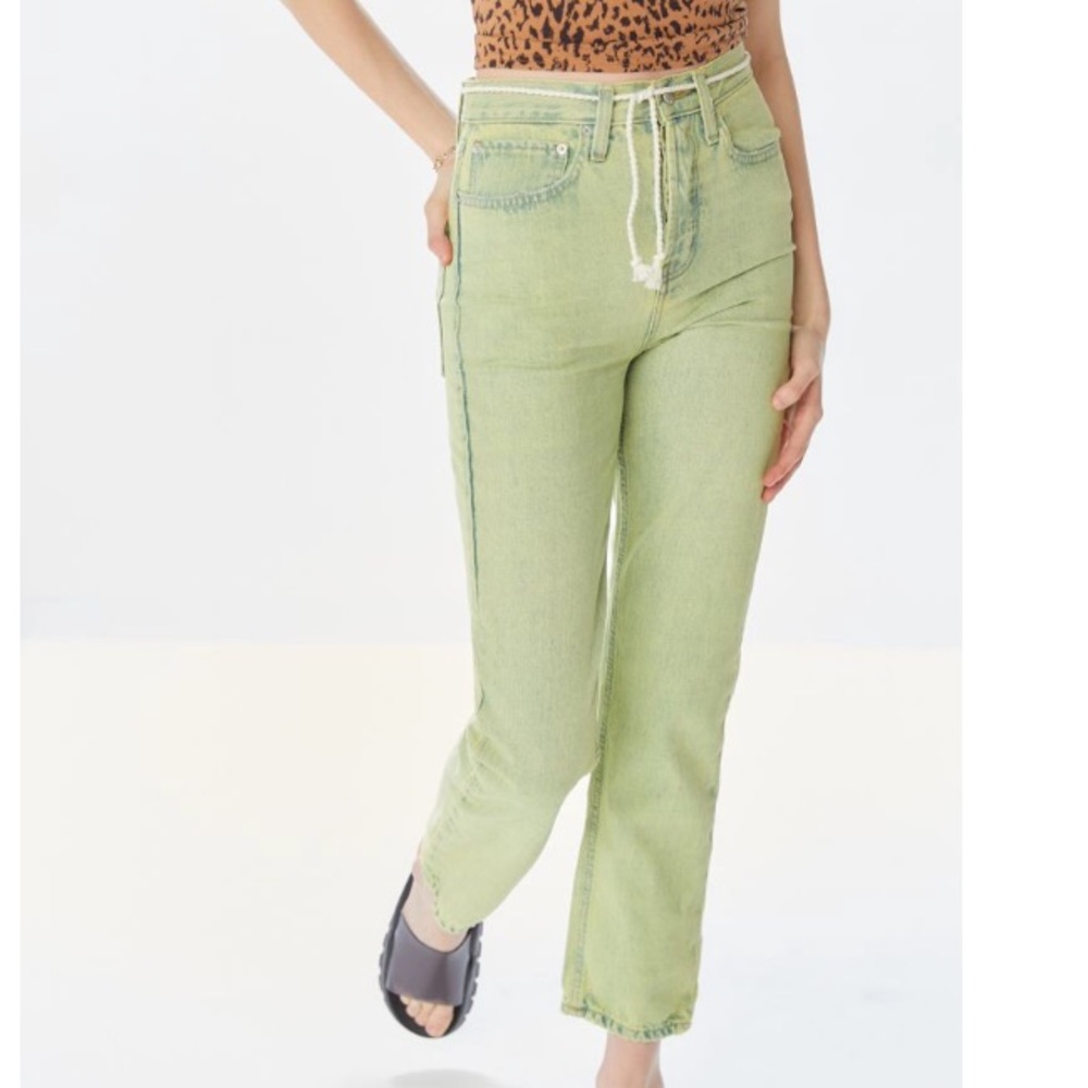 Green Slim Straight Jeans